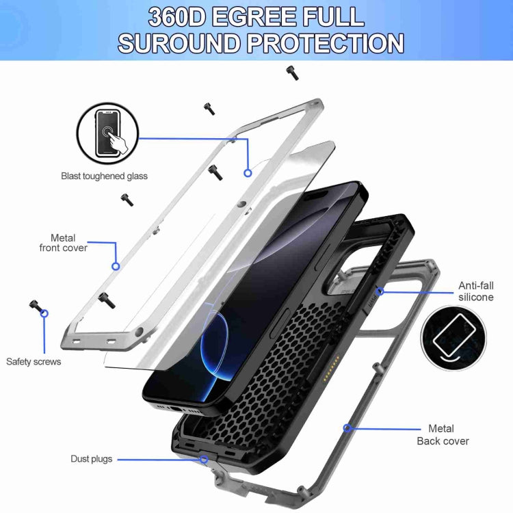 For iPhone 16 Pro Max RedPepper Triple-proof Metal Phone Case(Silver) - free shipping - PMC Jewellery - Order now!