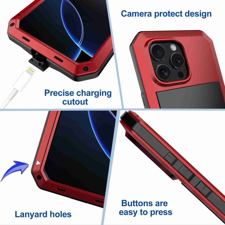 For iPhone 16 Pro RedPepper Triple-proof Metal Phone Case(Red) - iPhone 16 Pro Cases by RedPepper | Online Shopping South Africa | PMC Jewellery | Buy Now Pay Later Mobicred