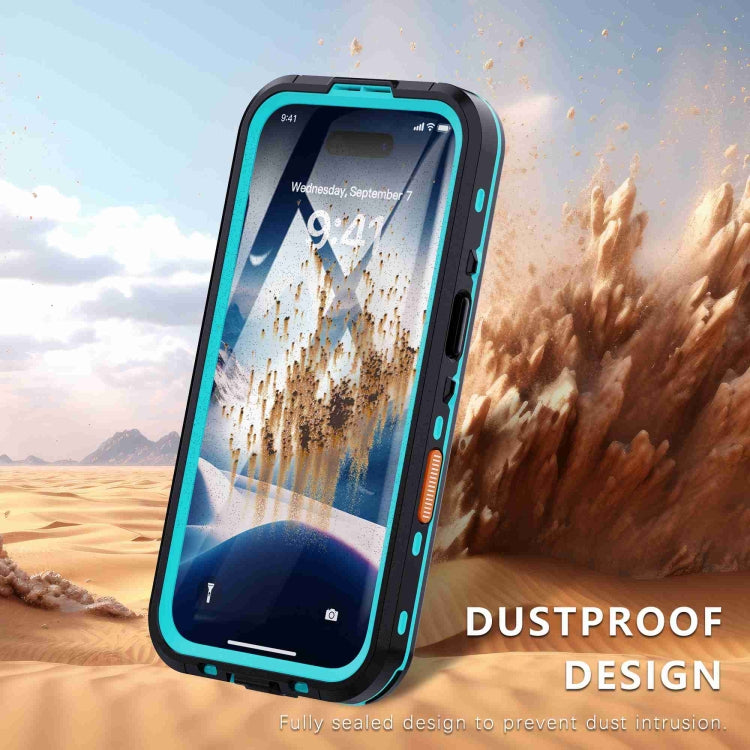 For iPhone 16 RedPepper Transparent Dot IP68 Waterproof Triple-proof MagSafe Phone Case(Black Blue) - iPhone 16 Cases by RedPepper | Online Shopping South Africa | PMC Jewellery | Buy Now Pay Later Mobicred