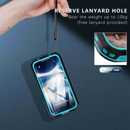 For iPhone 16 RedPepper Transparent Dot IP68 Waterproof Triple-proof MagSafe Phone Case(Black Blue) - iPhone 16 Cases by RedPepper | Online Shopping South Africa | PMC Jewellery | Buy Now Pay Later Mobicred