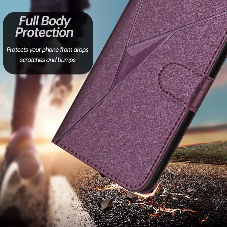 For Samsung Galaxy S25 Ultra 5G Triangle Pattern Buckle Clasp Leather Phone Case(Dark Purple) - Galaxy S25 Ultra 5G Cases by PMC Jewellery | Online Shopping South Africa | PMC Jewellery | Buy Now Pay Later Mobicred