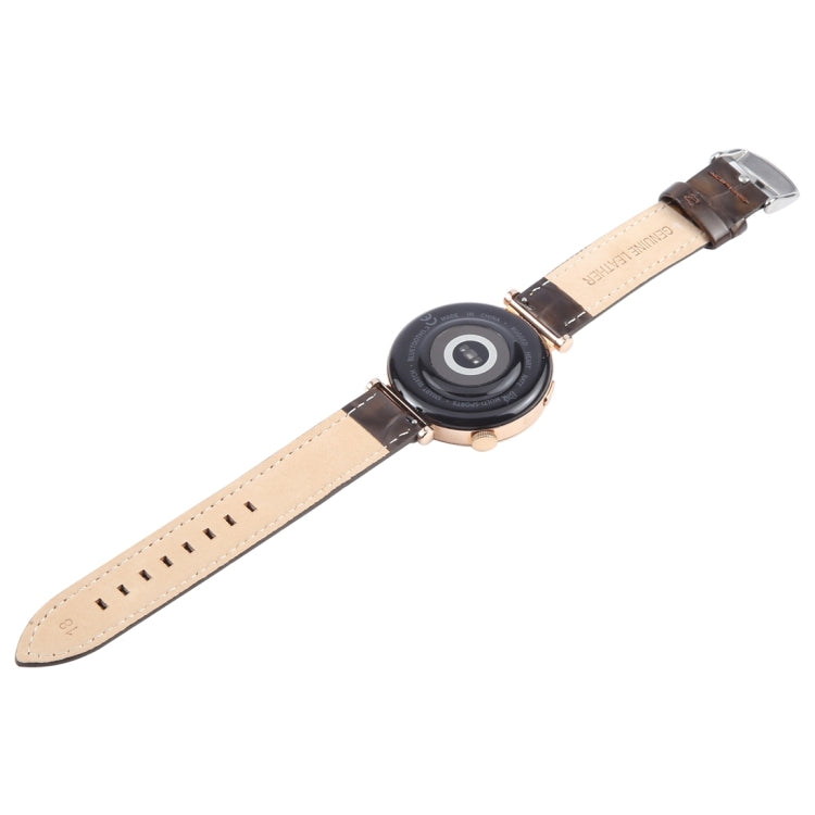 14mm Silver Steel Buckle Genuine Leather Watch Band Wristband(Coffee) - 20mm Bands by PMc TechLife | Online Shopping South Africa | PMc TechLife | Buy Now Pay Later Mobicred