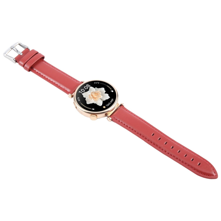 14mm Silver Steel Buckle Genuine Leather Watch Band Wristband(Red) - 20mm Bands by PMc TechLife | Online Shopping South Africa | PMc TechLife | Buy Now Pay Later Mobicred