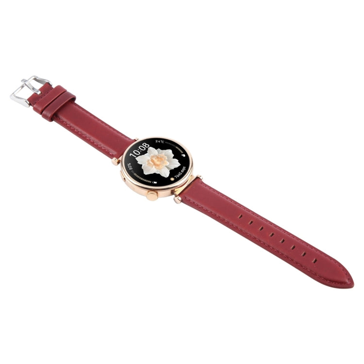 20mm Silver Steel Buckle Genuine Leather Watch Band Wristband(Wine Red) - free shipping - PMc TechLife - Order now!