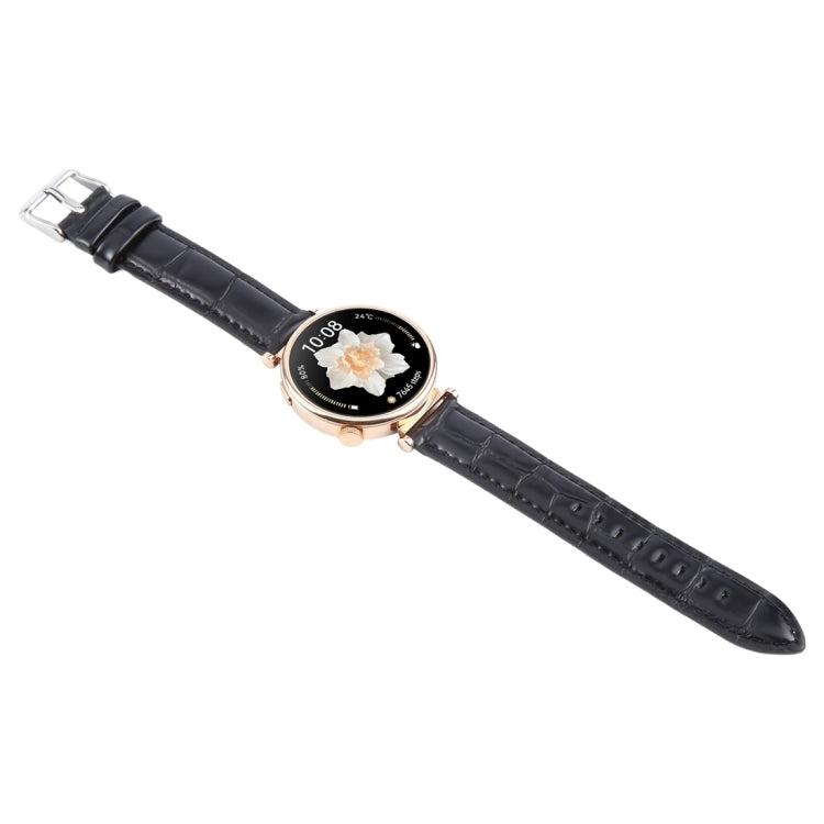20mm Silver Steel Buckle Genuine Leather Watch Band Wristband(Bamboo Black) - 20mm Bands by PMc TechLife | Online Shopping South Africa | PMc TechLife | Buy Now Pay Later Mobicred