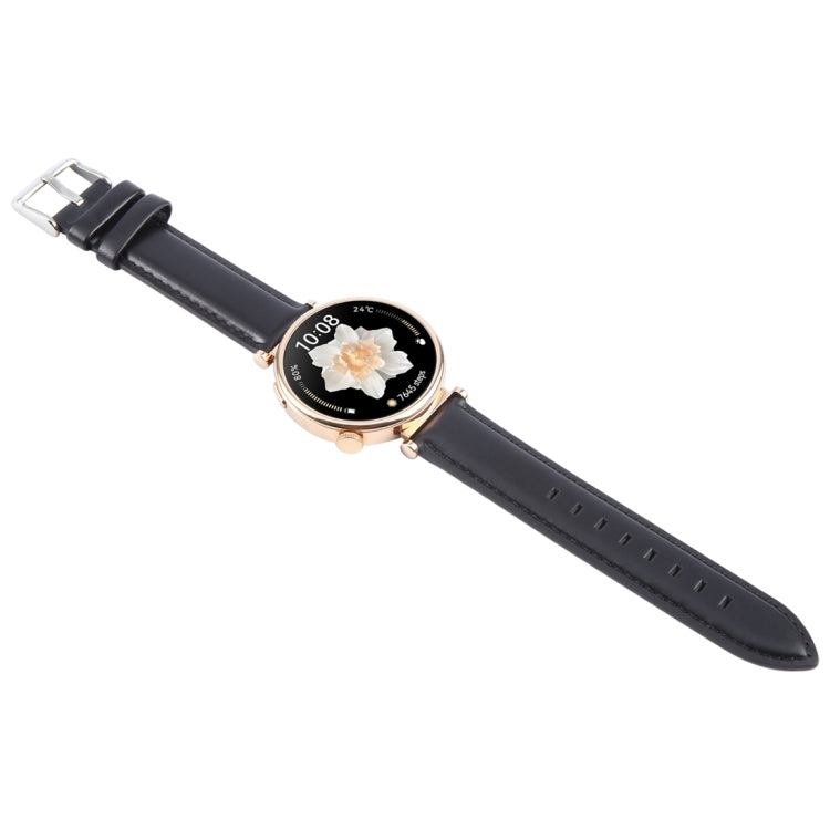 22mm Silver Steel Buckle Genuine Leather Watch Band Wristband(Black) - 22mm Bands by PMc TechLife | Online Shopping South Africa | PMc TechLife | Buy Now Pay Later Mobicred