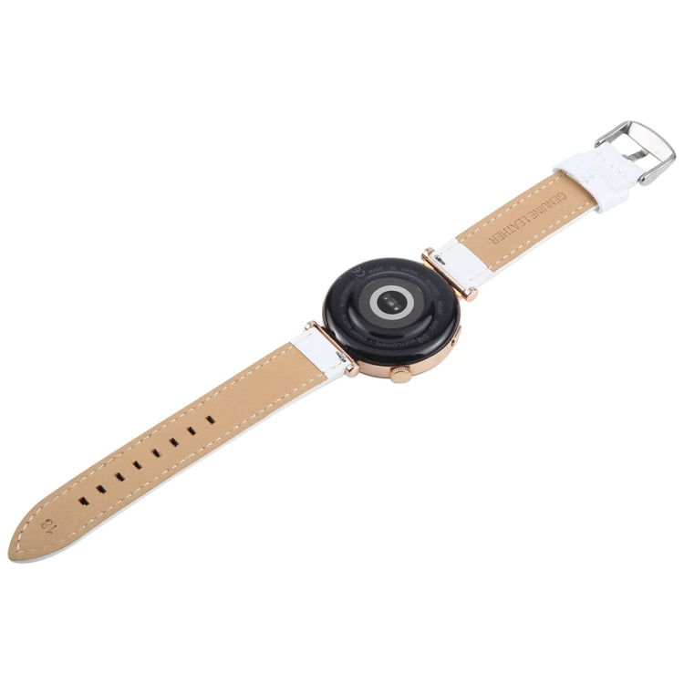 22mm Silver Steel Buckle Genuine Leather Watch Band Wristband(White) - 22mm Bands by PMc TechLife | Online Shopping South Africa | PMc TechLife | Buy Now Pay Later Mobicred