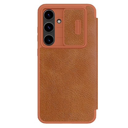 For Samsung Galaxy S24 FE 5G NILLKIN QIN Series Pro Sliding Camera Cover Design Leather Phone Case(Brown) - Galaxy S24 FE 5G Cases by NILLKIN | Online Shopping South Africa | PMC Jewellery | Buy Now Pay Later Mobicred