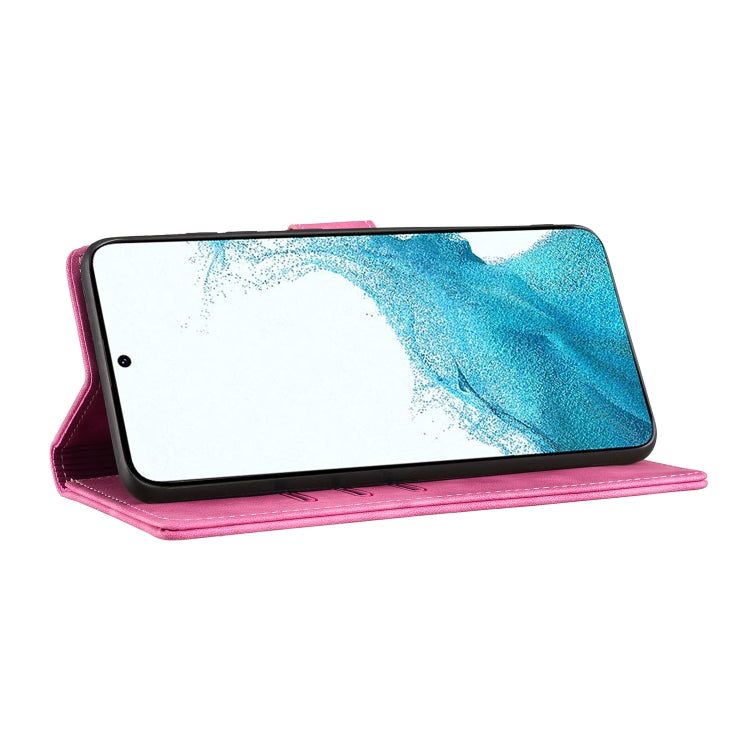 For Samsung Galaxy S25 5G Pen Heart Cat Embossed Leather Phone Case(Pink) - Galaxy S25 5G Cases by PMC TechLife | Online Shopping South Africa | PMC TechLife | Buy Now Pay Later Mobicred