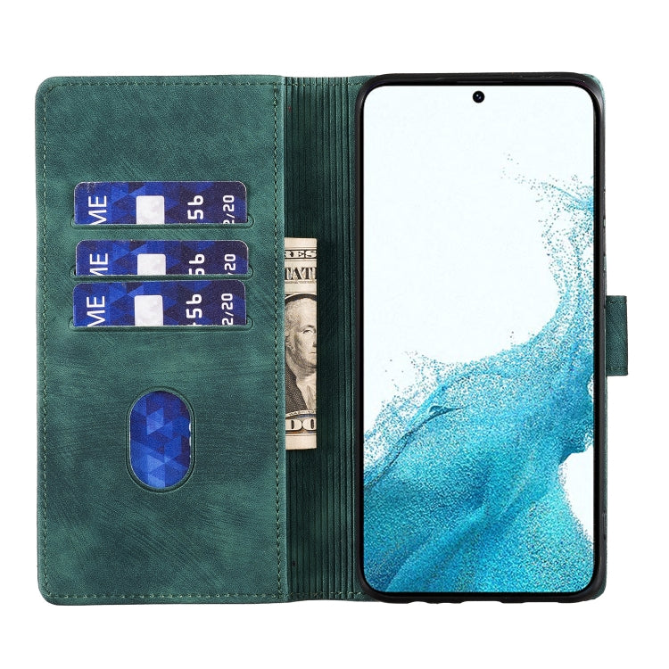 For Samsung Galaxy S25+ 5G Pen Heart Cat Embossed Leather Phone Case(Green) - Galaxy S25+ 5G Cases by PMC TechLife | Online Shopping South Africa | PMC TechLife | Buy Now Pay Later Mobicred