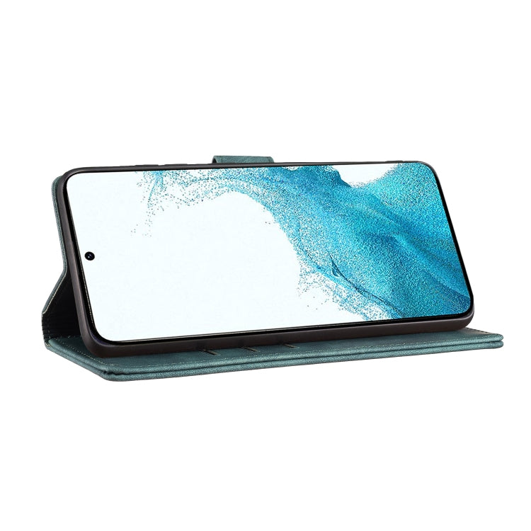 For Samsung Galaxy S25+ 5G Pen Heart Cat Embossed Leather Phone Case(Green) - Galaxy S25+ 5G Cases by PMC TechLife | Online Shopping South Africa | PMC TechLife | Buy Now Pay Later Mobicred