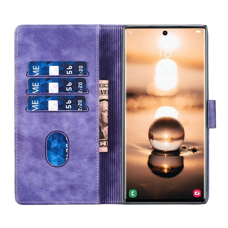 For Samsung Galaxy S25 Ultra 5G Pen Heart Cat Embossed Leather Phone Case(Purple) - free shipping - PMC TechLife - Order now!