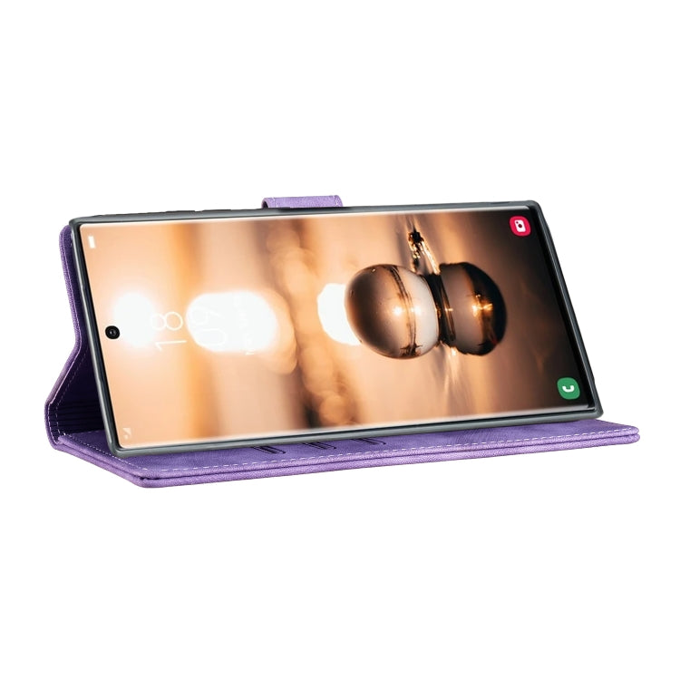 For Samsung Galaxy S25 Ultra 5G Pen Heart Cat Embossed Leather Phone Case(Purple) - free shipping - PMC TechLife - Order now!