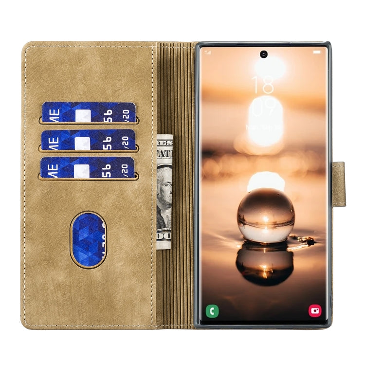 For Samsung Galaxy S25 Ultra 5G Pen Heart Cat Embossed Leather Phone Case(Apricot) - Galaxy S25 Ultra 5G Cases by PMC TechLife | Online Shopping South Africa | PMC TechLife | Buy Now Pay Later Mobicred