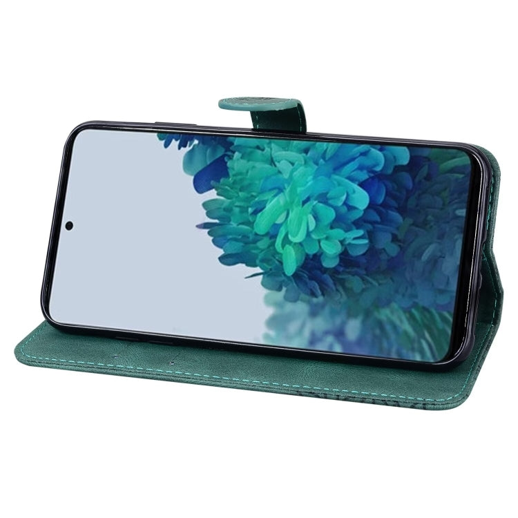 For Samsung Galaxy S25 5G Retro Skin Feel Butterflies Embossing Horizontal Flip Leather Phone Case(Green) - Galaxy S25 5G Cases by PMC TechLife | Online Shopping South Africa | PMC TechLife | Buy Now Pay Later Mobicred