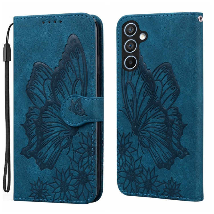 For Samsung Galaxy S25 5G Retro Skin Feel Butterflies Embossing Horizontal Flip Leather Phone Case(Blue) - Galaxy S25 5G Cases by PMC TechLife | Online Shopping South Africa | PMC TechLife | Buy Now Pay Later Mobicred