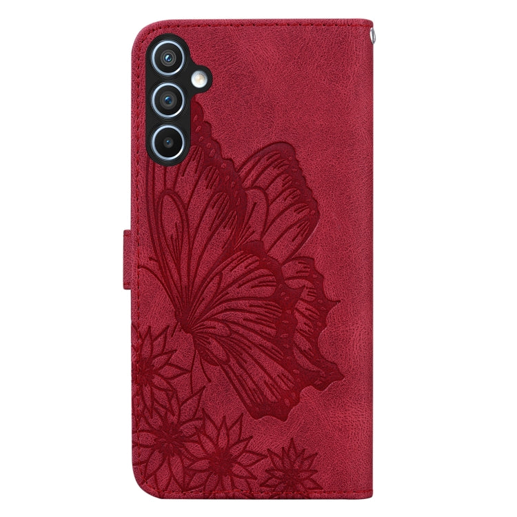 For Samsung Galaxy S25 5G Retro Skin Feel Butterflies Embossing Horizontal Flip Leather Phone Case(Red) - Galaxy S25 5G Cases by PMC TechLife | Online Shopping South Africa | PMC TechLife | Buy Now Pay Later Mobicred