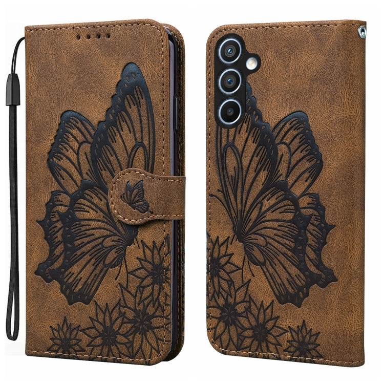 For Samsung Galaxy S25 5G Retro Skin Feel Butterflies Embossing Horizontal Flip Leather Phone Case(Brown) - Galaxy S25 5G Cases by PMC TechLife | Online Shopping South Africa | PMC TechLife | Buy Now Pay Later Mobicred