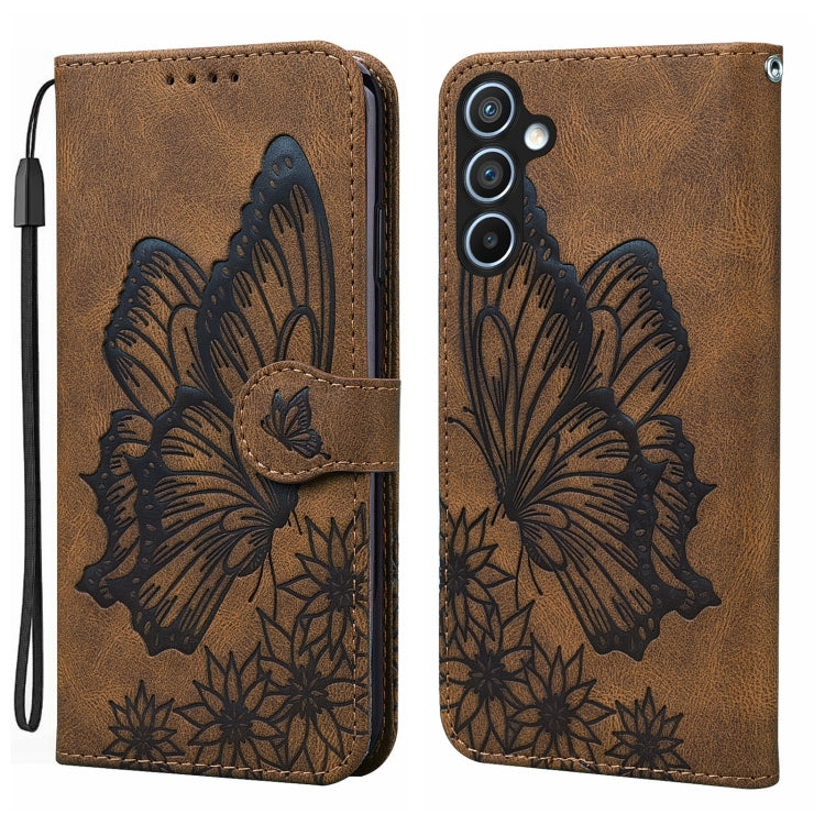 For Samsung Galaxy S25+ 5G Retro Skin Feel Butterflies Embossing Horizontal Flip Leather Phone Case(Brown) - Galaxy S25+ 5G Cases by PMC TechLife | Online Shopping South Africa | PMC TechLife | Buy Now Pay Later Mobicred