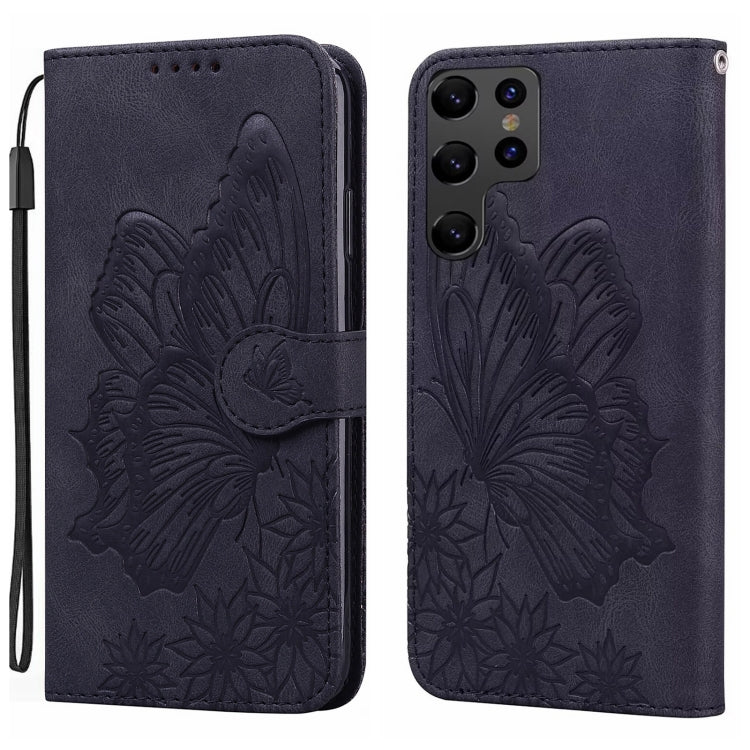 For Samsung Galaxy S25 Ultra 5G Retro Skin Feel Butterflies Embossing Horizontal Flip Leather Phone Case(Black) - Galaxy S25 Ultra 5G Cases by PMC TechLife | Online Shopping South Africa | PMC TechLife | Buy Now Pay Later Mobicred