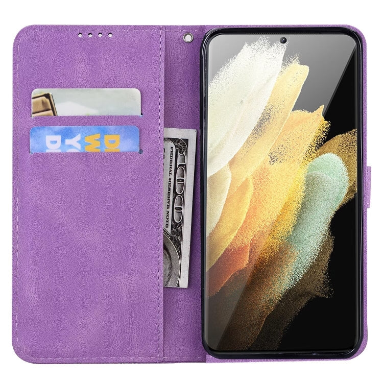 For Samsung Galaxy S25 Ultra 5G Retro Skin Feel Butterflies Embossing Horizontal Flip Leather Phone Case(Purple) - Galaxy S25 Ultra 5G Cases by PMC TechLife | Online Shopping South Africa | PMC TechLife | Buy Now Pay Later Mobicred