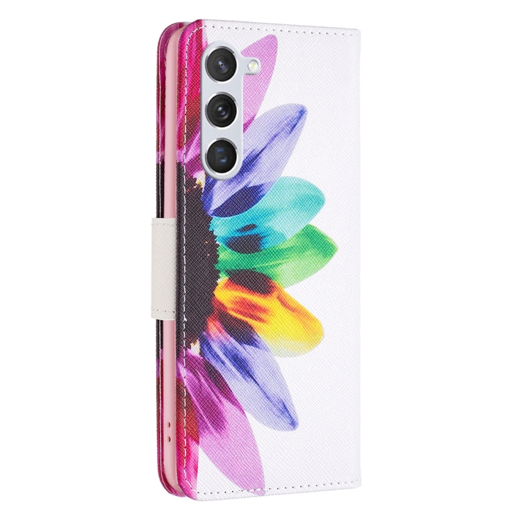 For Samsung Galaxy S25 5G Colored Drawing Pattern Leather Phone Case(Sun Flower) - Galaxy S25 5G Cases by PMC Jewellery | Online Shopping South Africa | PMC Jewellery | Buy Now Pay Later Mobicred