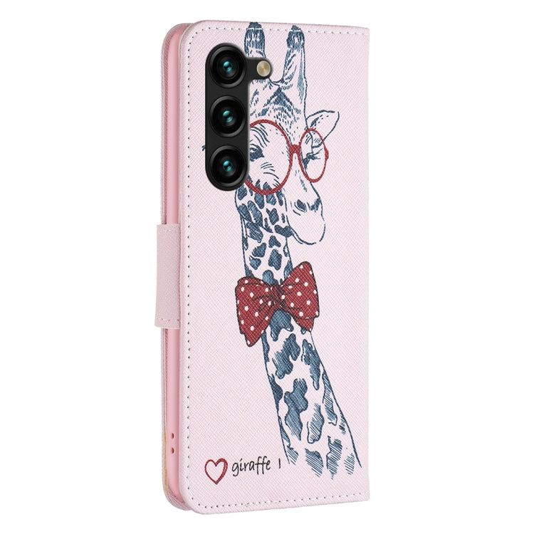 For Samsung Galaxy S25+ 5G Colored Drawing Pattern Leather Phone Case(Giraffe) - Galaxy S25+ 5G Cases by PMC Jewellery | Online Shopping South Africa | PMC Jewellery | Buy Now Pay Later Mobicred