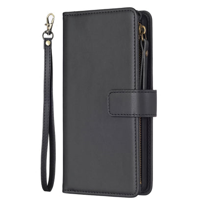 For Samsung Galaxy S25 5G 9 Card Slots Zipper Wallet Leather Flip Phone Case(Black) - Galaxy S25 5G Cases by PMC Jewellery | Online Shopping South Africa | PMC Jewellery | Buy Now Pay Later Mobicred