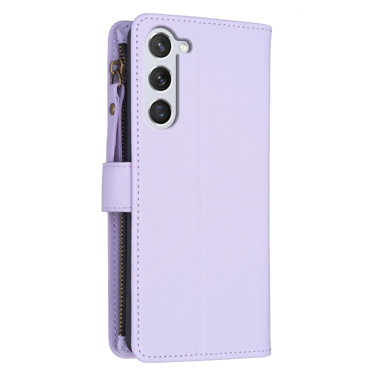 For Samsung Galaxy S25 5G 9 Card Slots Zipper Wallet Leather Flip Phone Case(Light Purple) - Galaxy S25 5G Cases by PMC TechLife | Online Shopping South Africa | PMC TechLife | Buy Now Pay Later Mobicred