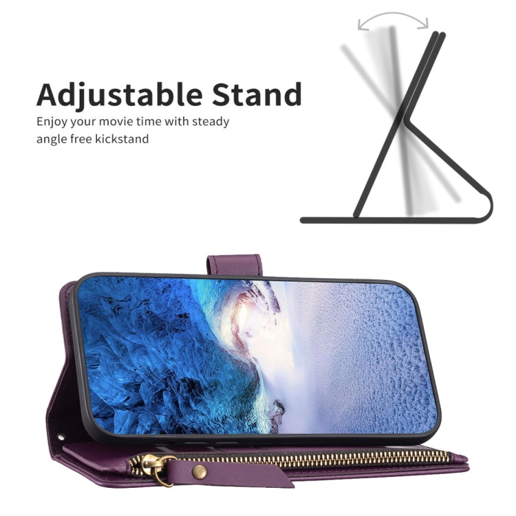 For Samsung Galaxy S25+ 5G 9 Card Slots Zipper Wallet Leather Flip Phone Case(Dark Purple) - Galaxy S25+ 5G Cases by PMC TechLife | Online Shopping South Africa | PMC TechLife | Buy Now Pay Later Mobicred