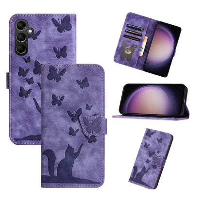 For Samsung Galaxy S25+ 5G Butterfly Cat Embossing Flip Leather Phone Case(Purple) - Galaxy S25+ 5G Cases by PMC Jewellery | Online Shopping South Africa | PMC Jewellery | Buy Now Pay Later Mobicred