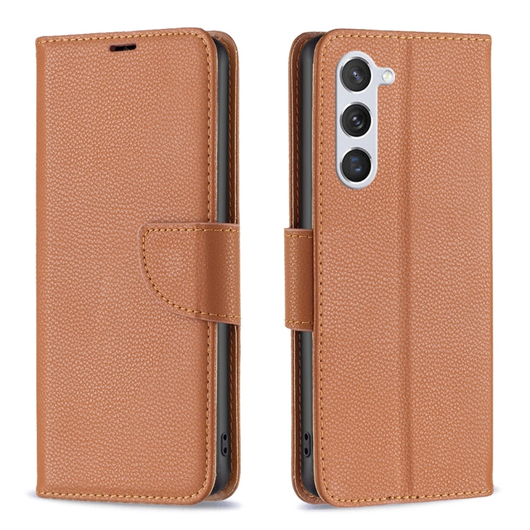 For Samsung Galaxy S25 5G Litchi Texture Pure Color Flip Leather Phone Case(Brown) - Galaxy S25 5G Cases by PMC TechLife | Online Shopping South Africa | PMC TechLife | Buy Now Pay Later Mobicred