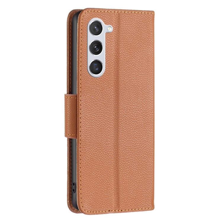 For Samsung Galaxy S25 5G Litchi Texture Pure Color Flip Leather Phone Case(Brown) - Galaxy S25 5G Cases by PMC TechLife | Online Shopping South Africa | PMC TechLife | Buy Now Pay Later Mobicred