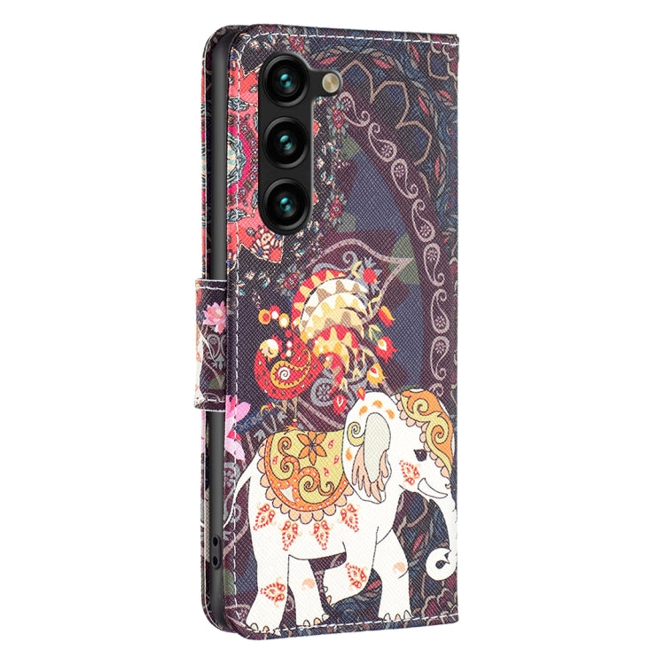 For Samsung Galaxy S25+ 5G Colored Drawing Pattern Leather Phone Case(Flowers Elephant) - Galaxy S25+ 5G Tempered Glass by PMC Jewellery | Online Shopping South Africa | PMC Jewellery | Buy Now Pay Later Mobicred