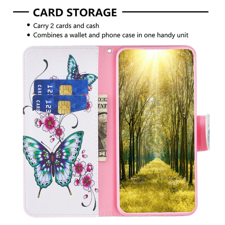 For Samsung Galaxy S25 5G Colored Drawing Pattern Leather Phone Case(Flowers Butterfly) - Galaxy S25 5G Cases by PMC Jewellery | Online Shopping South Africa | PMC Jewellery | Buy Now Pay Later Mobicred