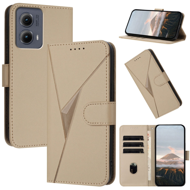 For Motorola Edge 5G 2024 Triangle Pattern Buckle Clasp Leather Phone Case(Gold) - Motorola Cases by PMC Jewellery | Online Shopping South Africa | PMC Jewellery | Buy Now Pay Later Mobicred