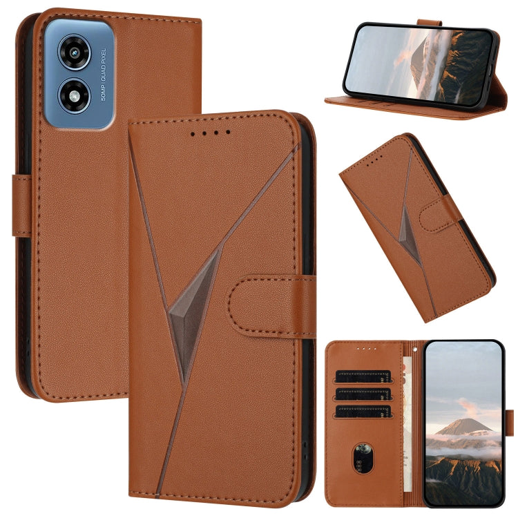 For Motorola Moto G Play 4G 2024 Triangle Pattern Buckle Clasp Leather Phone Case(Brown) - Motorola Cases by PMC Jewellery | Online Shopping South Africa | PMC Jewellery | Buy Now Pay Later Mobicred