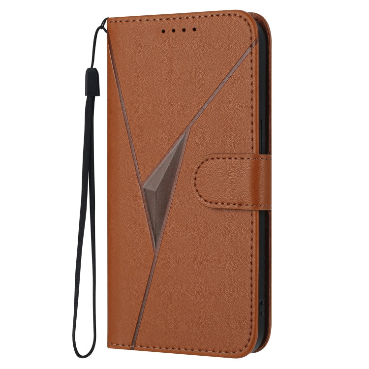 For Motorola Moto G Play 4G 2024 Triangle Pattern Buckle Clasp Leather Phone Case(Brown) - Motorola Cases by PMC Jewellery | Online Shopping South Africa | PMC Jewellery | Buy Now Pay Later Mobicred