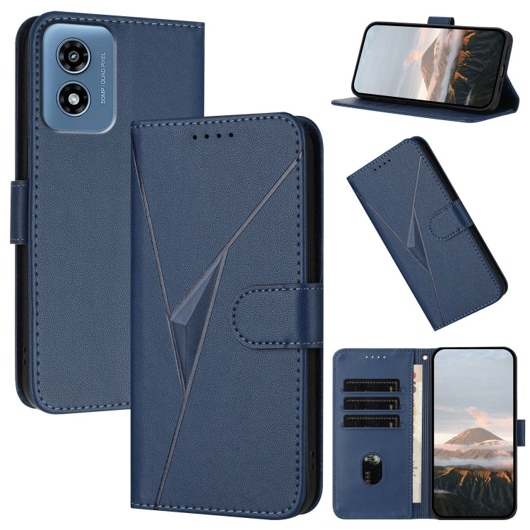 For Motorola Moto G Play 4G 2024 Triangle Pattern Buckle Clasp Leather Phone Case(Royal Blue) - Motorola Cases by PMC Jewellery | Online Shopping South Africa | PMC Jewellery | Buy Now Pay Later Mobicred