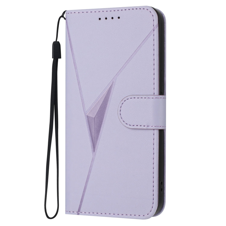For Motorola Moto G Play 4G 2024 Triangle Pattern Buckle Clasp Leather Phone Case(Light Purple) - Motorola Cases by PMC Jewellery | Online Shopping South Africa | PMC Jewellery | Buy Now Pay Later Mobicred