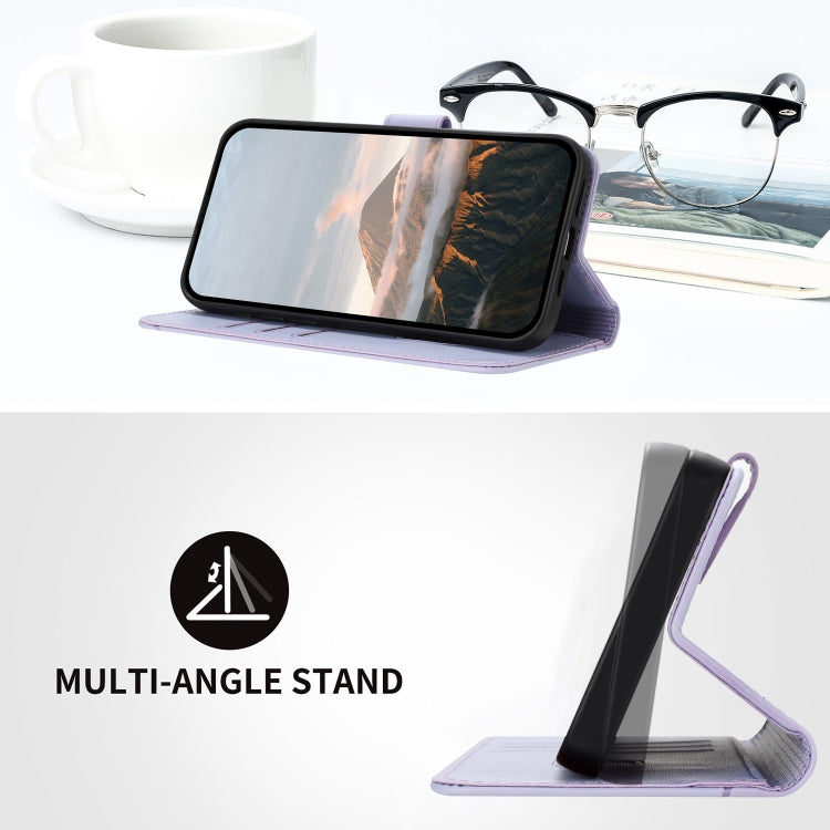 For Motorola Moto G Play 4G 2024 Triangle Pattern Buckle Clasp Leather Phone Case(Light Purple) - Motorola Cases by PMC Jewellery | Online Shopping South Africa | PMC Jewellery | Buy Now Pay Later Mobicred