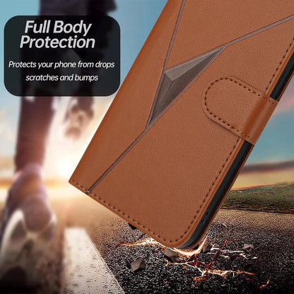 For Motorola Moto G Power 2024 Triangle Pattern Buckle Clasp Leather Phone Case(Brown) - Motorola Cases by PMC Jewellery | Online Shopping South Africa | PMC Jewellery | Buy Now Pay Later Mobicred