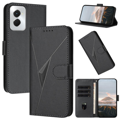 For Motorola Moto G Power 2024 Triangle Pattern Buckle Clasp Leather Phone Case(Black) - Motorola Cases by PMC Jewellery | Online Shopping South Africa | PMC Jewellery | Buy Now Pay Later Mobicred