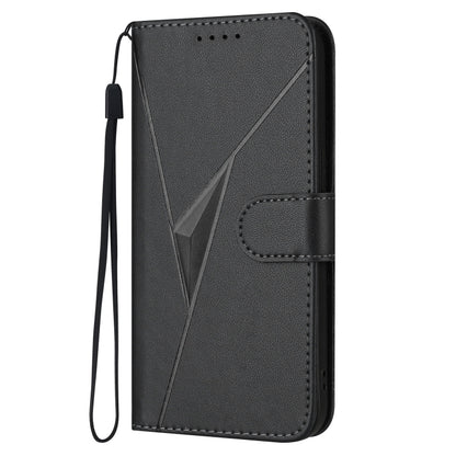 For Motorola Moto G Power 2024 Triangle Pattern Buckle Clasp Leather Phone Case(Black) - Motorola Cases by PMC Jewellery | Online Shopping South Africa | PMC Jewellery | Buy Now Pay Later Mobicred