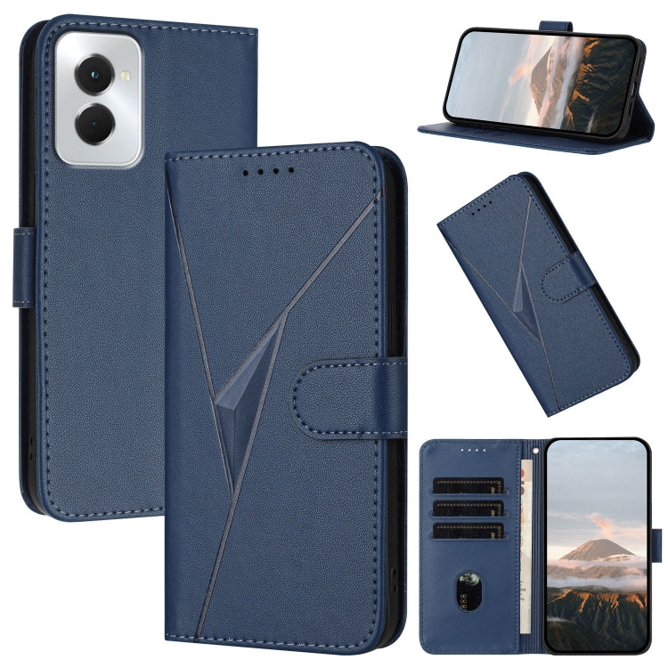 For Motorola Moto G Power 2024 Triangle Pattern Buckle Clasp Leather Phone Case(Royal Blue) - Motorola Cases by PMC Jewellery | Online Shopping South Africa | PMC Jewellery | Buy Now Pay Later Mobicred