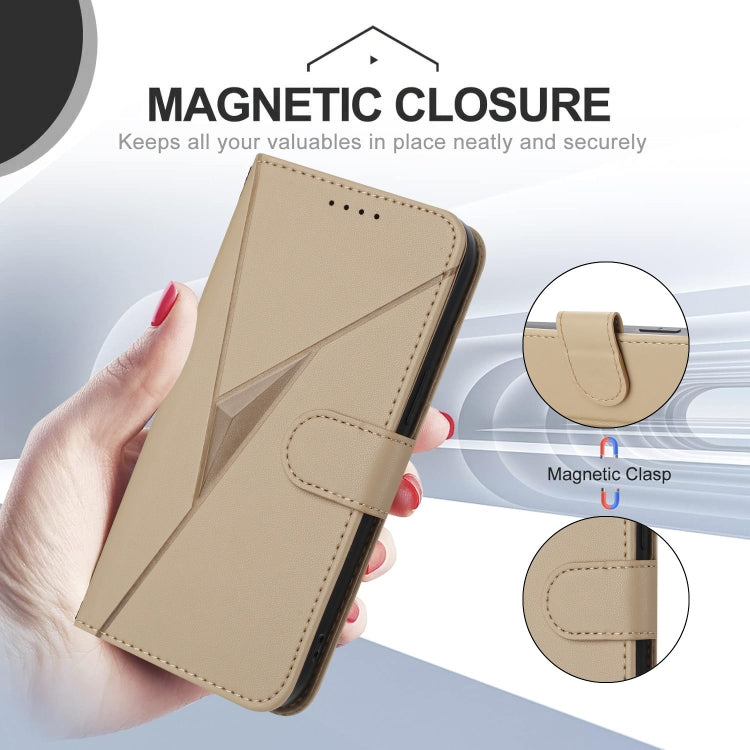 For Motorola Moto G Power 2024 Triangle Pattern Buckle Clasp Leather Phone Case(Gold) - Motorola Cases by PMC Jewellery | Online Shopping South Africa | PMC Jewellery | Buy Now Pay Later Mobicred