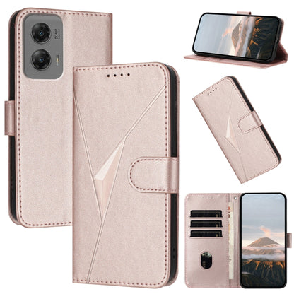 For Motorola Moto G Stylus 2024 Triangle Pattern Buckle Clasp Leather Phone Case(Rose Gold) - Motorola Cases by PMC Jewellery | Online Shopping South Africa | PMC Jewellery | Buy Now Pay Later Mobicred