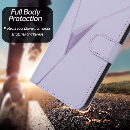 For Motorola Moto G Stylus 2024 Triangle Pattern Buckle Clasp Leather Phone Case(Light Purple) - Motorola Cases by PMC Jewellery | Online Shopping South Africa | PMC Jewellery | Buy Now Pay Later Mobicred