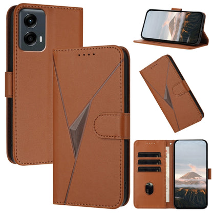 For Motorola Moto G 5G 2024 Triangle Pattern Buckle Clasp Leather Phone Case(Brown) - Motorola Cases by PMC Jewellery | Online Shopping South Africa | PMC Jewellery | Buy Now Pay Later Mobicred