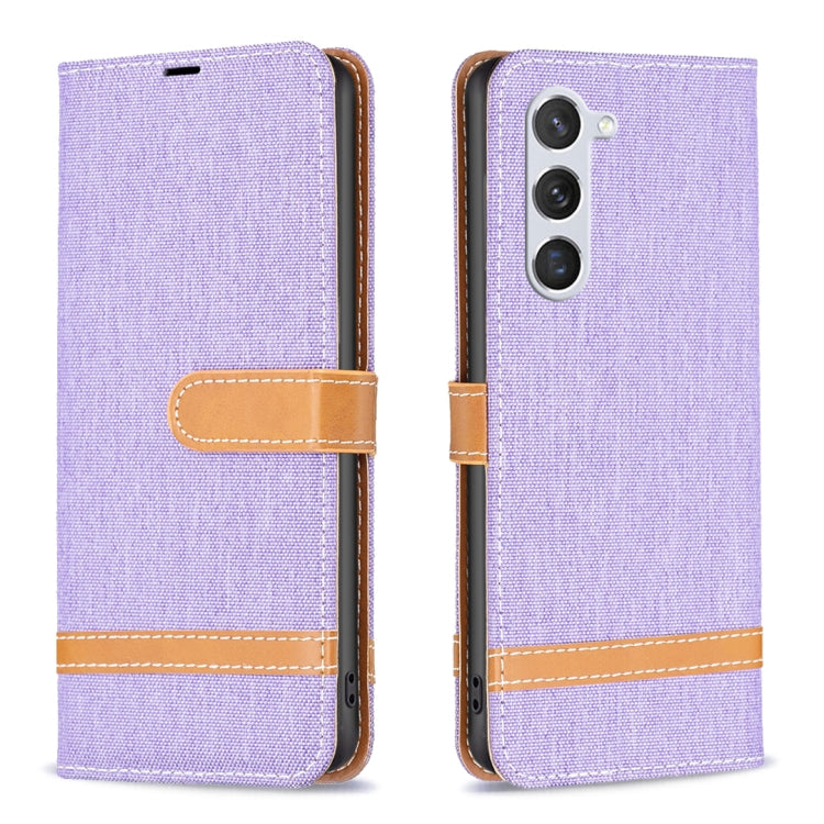 For Samsung Galaxy S25 5G Color Block Denim Texture Leather Phone Case(Purple) - Galaxy S25 5G Cases by PMC Jewellery | Online Shopping South Africa | PMC Jewellery | Buy Now Pay Later Mobicred